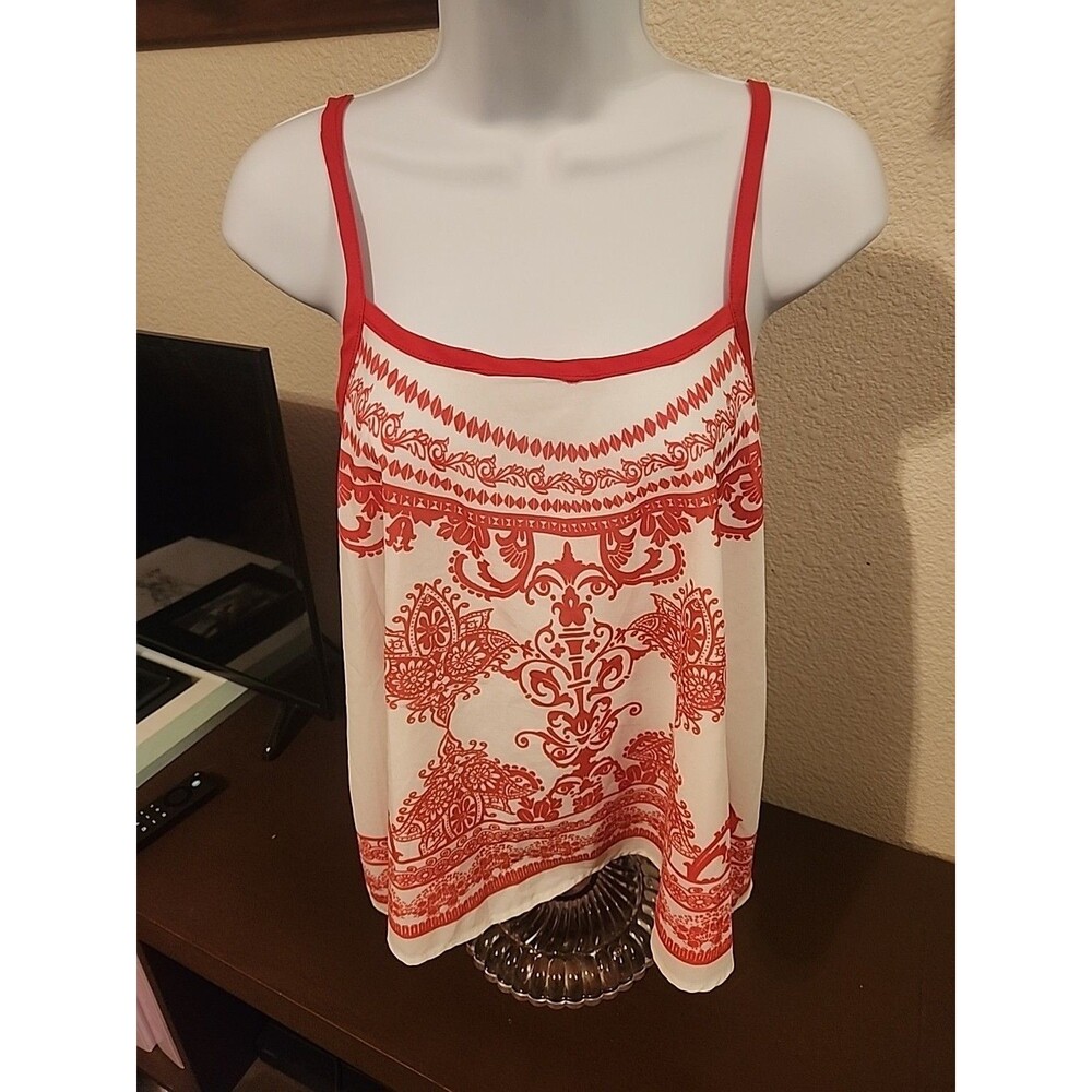 Penelope Women's M Red Tribal Print Tank Top Sleeveless Southwest Bohemian